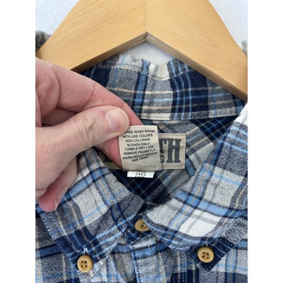 Duluth Trading Co Iron Mountain Plaid Oxford Shirt XL Blue Swingin - Picture 5 of 5